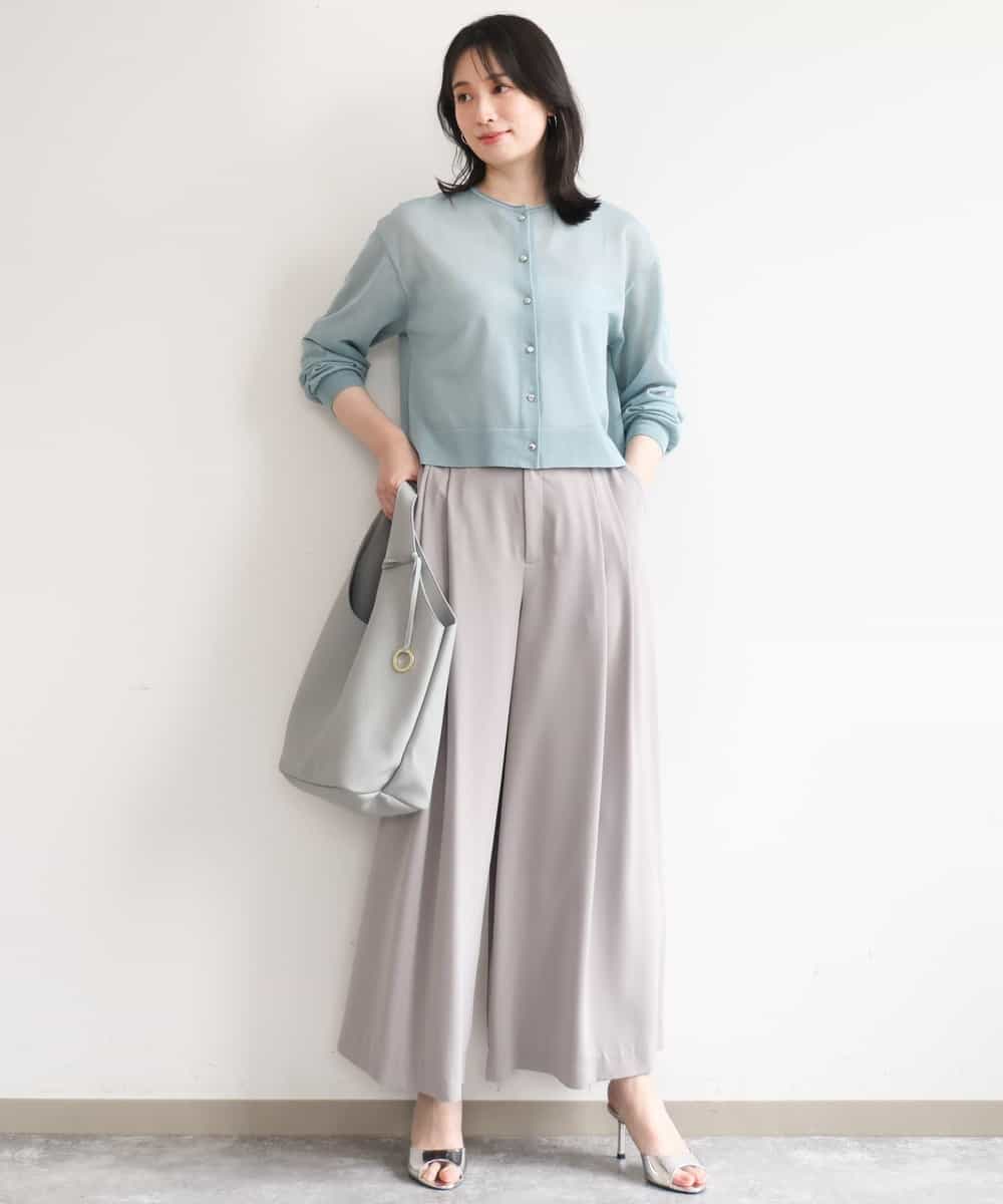 FISGD22070 OFUON le MK(オフオン　ル　エムケー) シアーニットカーディガン/洗える/WEB限定サイズあり ライトブルー