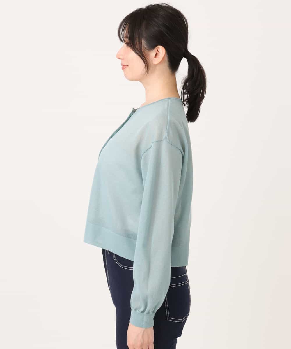 FISGD22070 OFUON le MK(オフオン　ル　エムケー) シアーニットカーディガン/洗える/WEB限定サイズあり ライトブルー