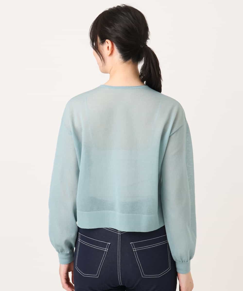 FISGD22070 OFUON le MK(オフオン　ル　エムケー) シアーニットカーディガン/洗える/WEB限定サイズあり ライトブルー