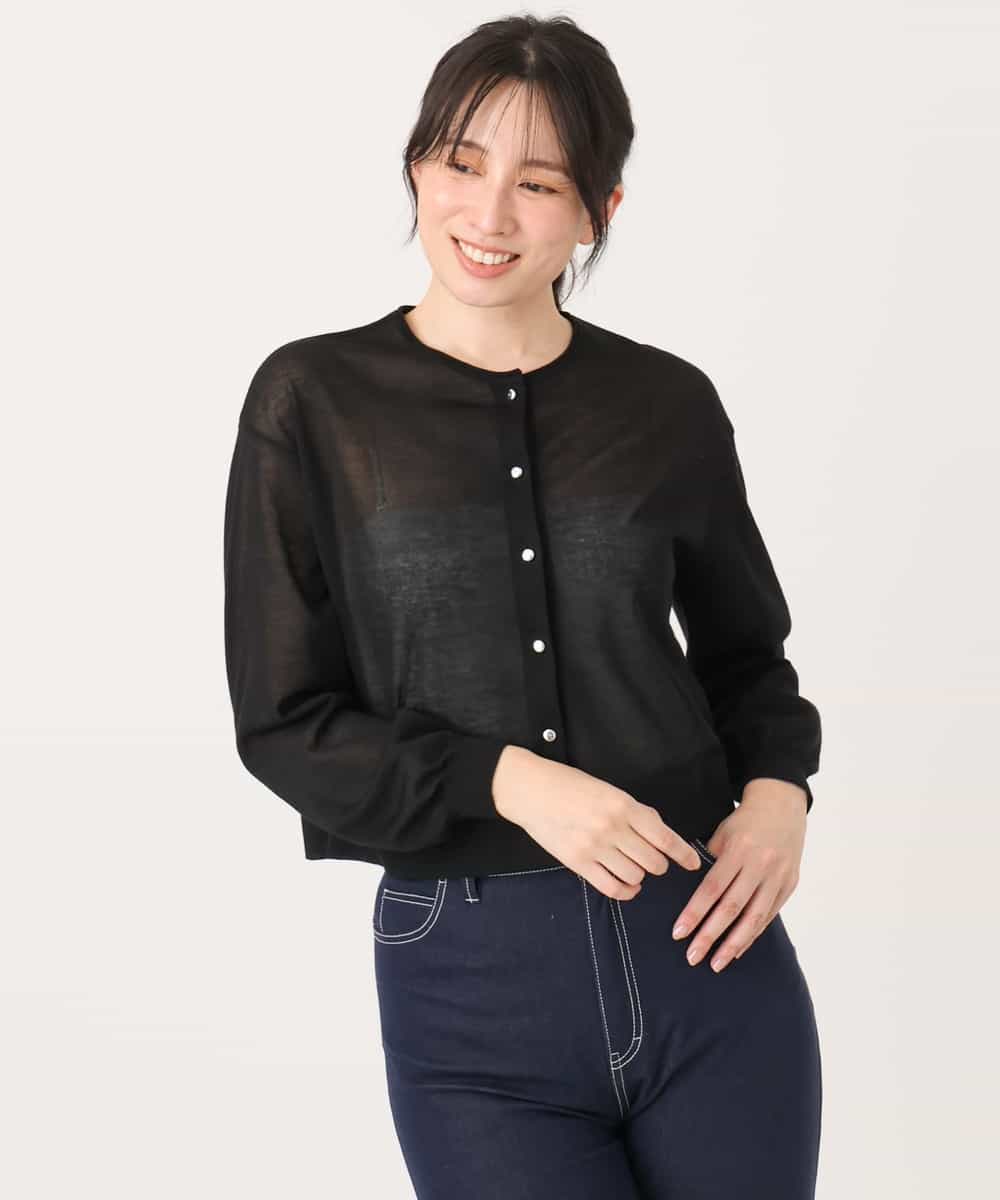 FISGD22070 OFUON le MK(オフオン　ル　エムケー) シアーニットカーディガン/洗える/WEB限定サイズあり ライトブルー