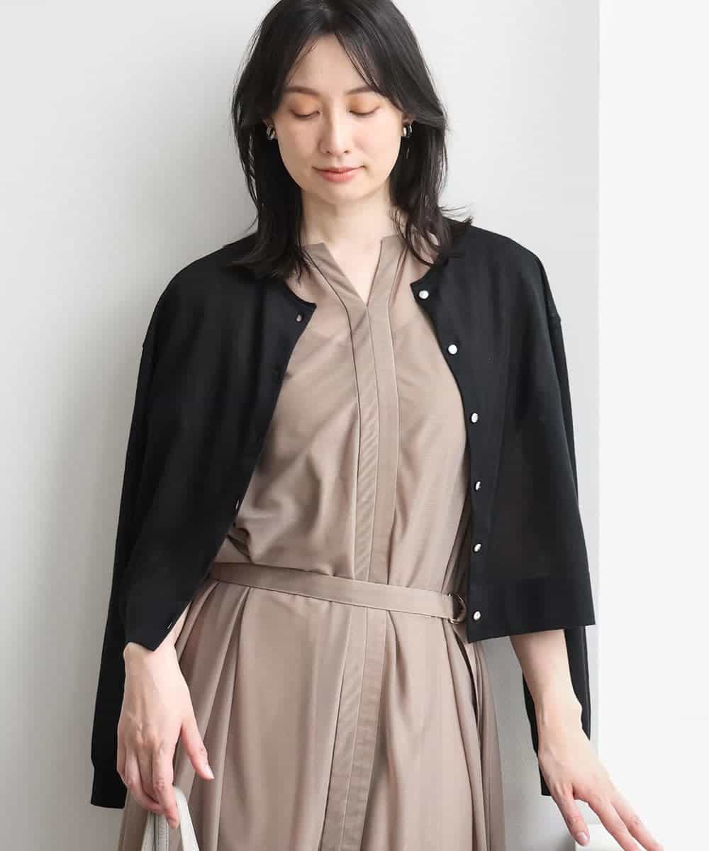 FISGD22070 OFUON le MK(オフオン　ル　エムケー) シアーニットカーディガン/洗える/WEB限定サイズあり ブラック