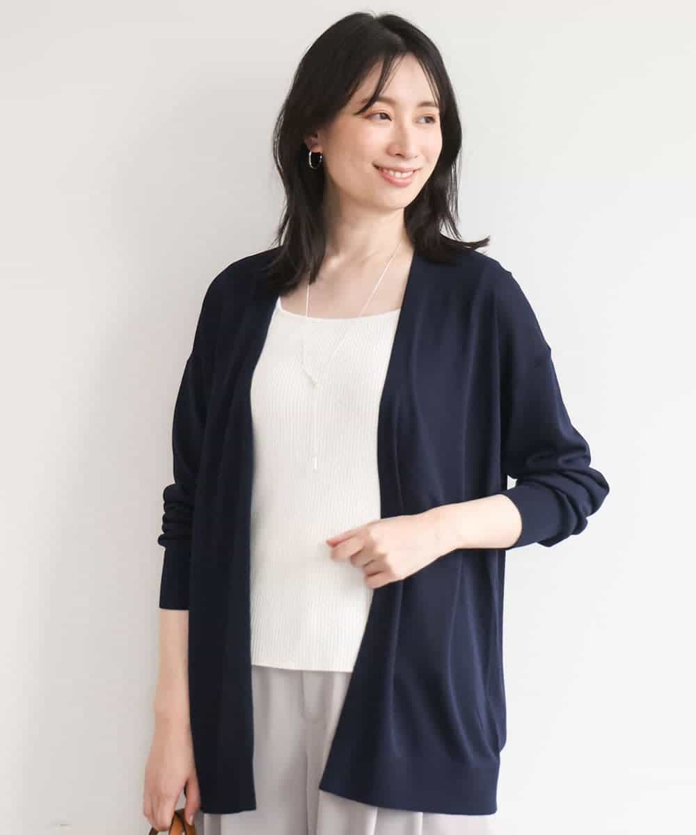 FISGD25070 OFUON le MK(オフオン　ル　エムケー) 着流しカーディガン/接触冷感/洗える/WEB限定サイズあり ライトブルー