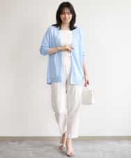 FISGD25070 OFUON le MK(オフオン　ル　エムケー) 着流しカーディガン/接触冷感/洗える/WEB限定サイズあり ライトブルー