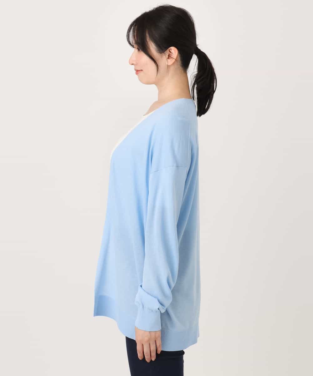FISGD25070 OFUON le MK(オフオン　ル　エムケー) 着流しカーディガン/接触冷感/洗える/WEB限定サイズあり ライトブルー