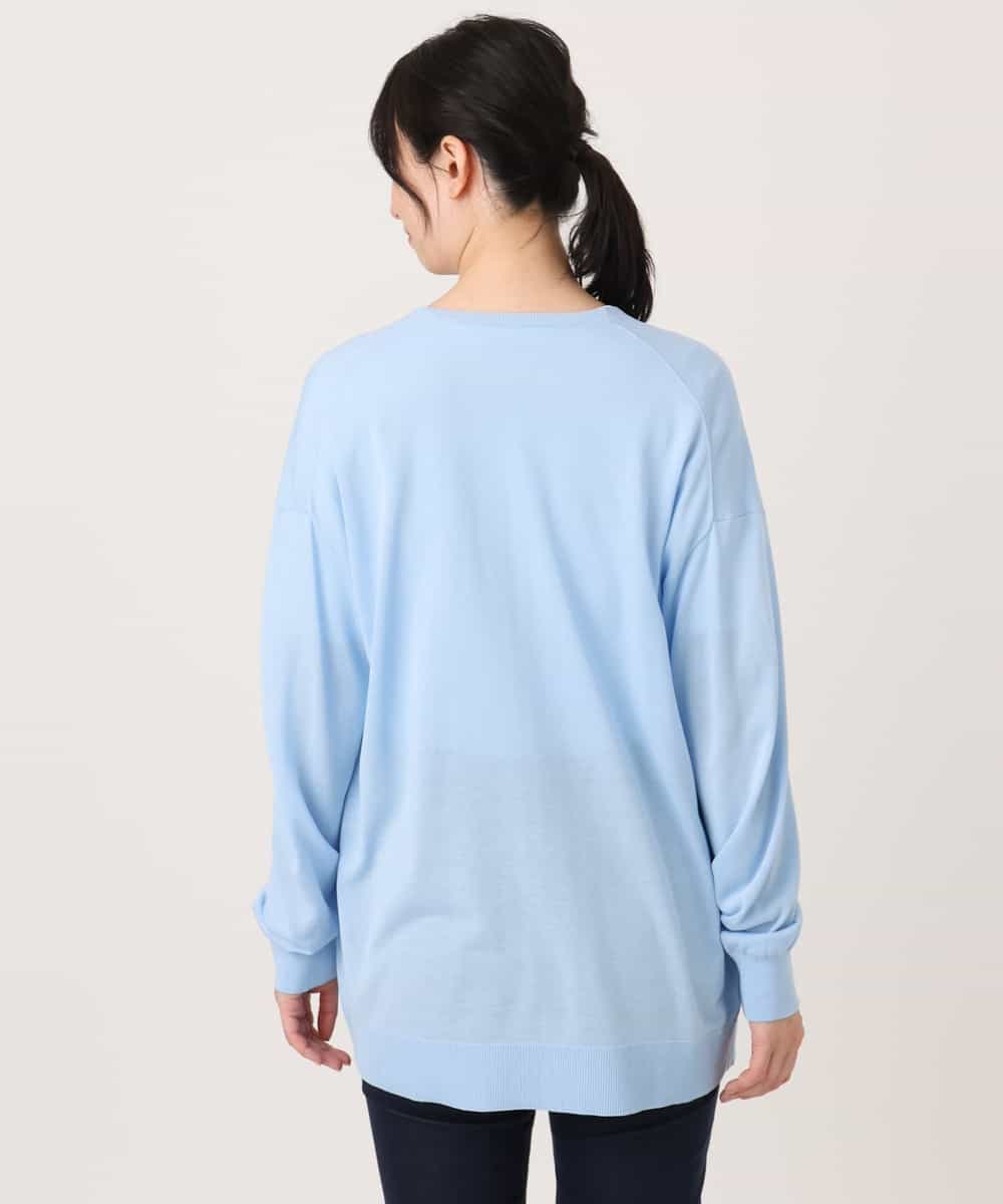 FISGD25070 OFUON le MK(オフオン　ル　エムケー) 着流しカーディガン/接触冷感/洗える/WEB限定サイズあり ライトブルー
