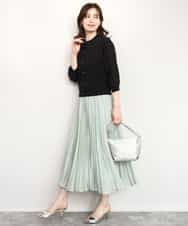 FISHD31080 OFUON le MK(オフオン　ル　エムケー) 異素材スリーブニットカーディガン/接触冷感/UVカット/洗える/セットアップ可 ラベンダー