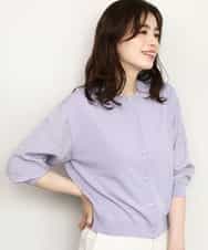 FISHD31080 OFUON le MK(オフオン　ル　エムケー) 異素材スリーブニットカーディガン/接触冷感/UVカット/洗える/セットアップ可 ラベンダー