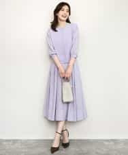 FISHD31080 OFUON le MK(オフオン　ル　エムケー) 異素材スリーブニットカーディガン/接触冷感/UVカット/洗える/セットアップ可 ラベンダー