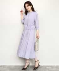 FISHD31080 OFUON le MK(オフオン　ル　エムケー) 異素材スリーブニットカーディガン/接触冷感/UVカット/洗える/セットアップ可 ラベンダー