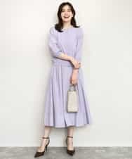 FISHD31080 OFUON le MK(オフオン　ル　エムケー) 異素材スリーブニットカーディガン/接触冷感/UVカット/洗える/セットアップ可 ラベンダー