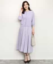 FISHD31080 OFUON le MK(オフオン　ル　エムケー) 異素材スリーブニットカーディガン/接触冷感/UVカット/洗える/セットアップ可 ラベンダー