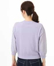 FISHD31080 OFUON le MK(オフオン　ル　エムケー) 異素材スリーブニットカーディガン/接触冷感/UVカット/洗える/セットアップ可 ラベンダー