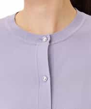 FISHD31080 OFUON le MK(オフオン　ル　エムケー) 異素材スリーブニットカーディガン/接触冷感/UVカット/洗える/セットアップ可 ラベンダー