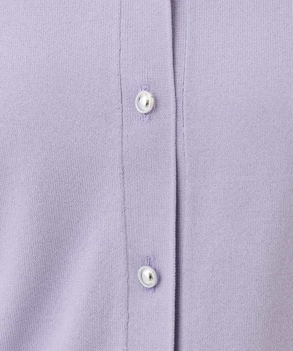 FISHD31080 OFUON le MK(オフオン　ル　エムケー) 異素材スリーブニットカーディガン/接触冷感/UVカット/洗える/セットアップ可 ラベンダー