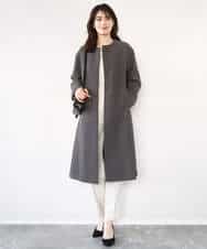 FIVFD02150 OFUON le MK(オフオン　ル　エムケー) ベーシックノーカラーコート/洗える/WEB限定 チャコール