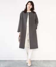 FIVFD02150 OFUON le MK(オフオン　ル　エムケー) ベーシックノーカラーコート/洗える/WEB限定 チャコール