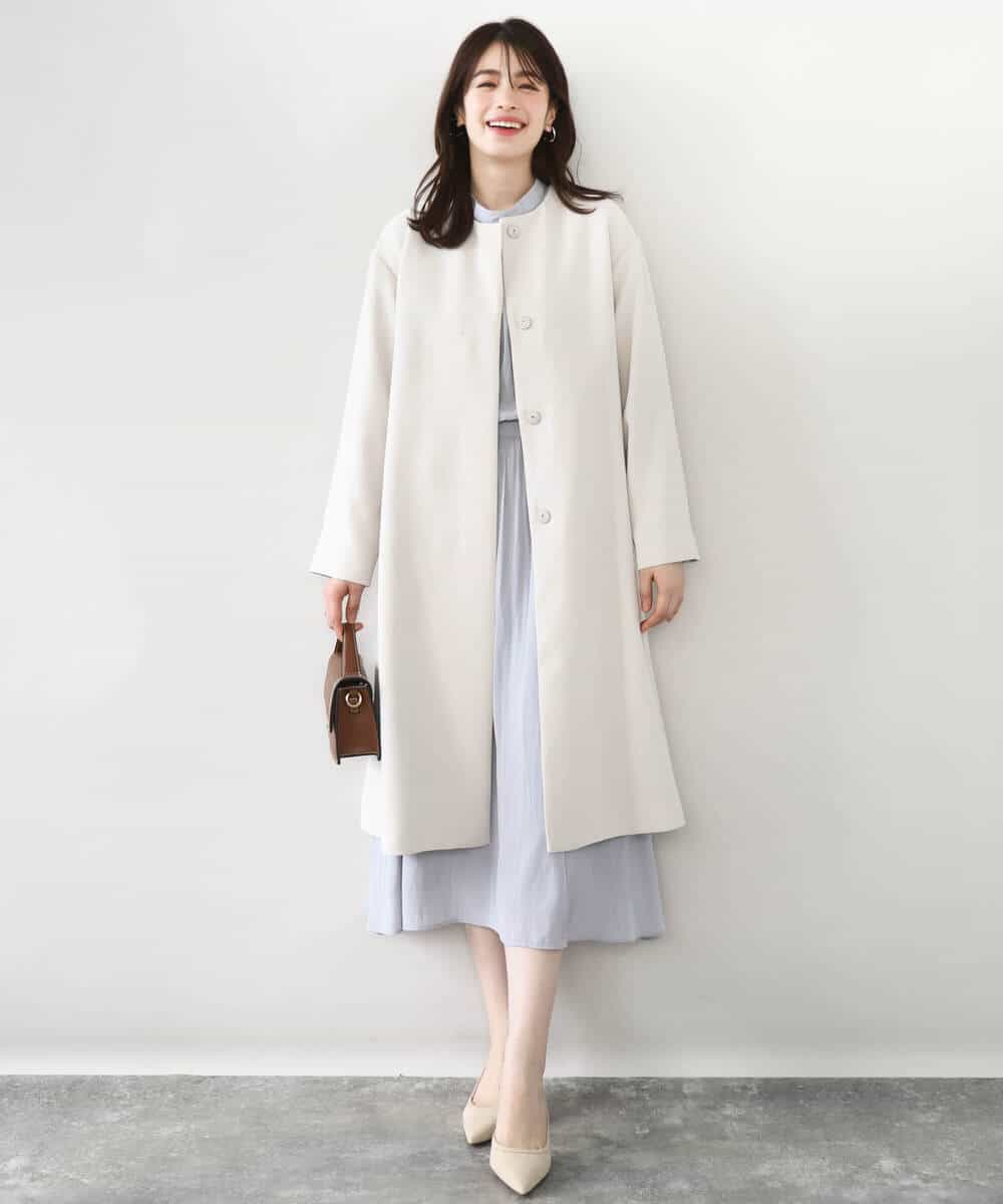 FIVFD02150 OFUON le MK(オフオン　ル　エムケー) ベーシックノーカラーコート/洗える/WEB限定 チャコール