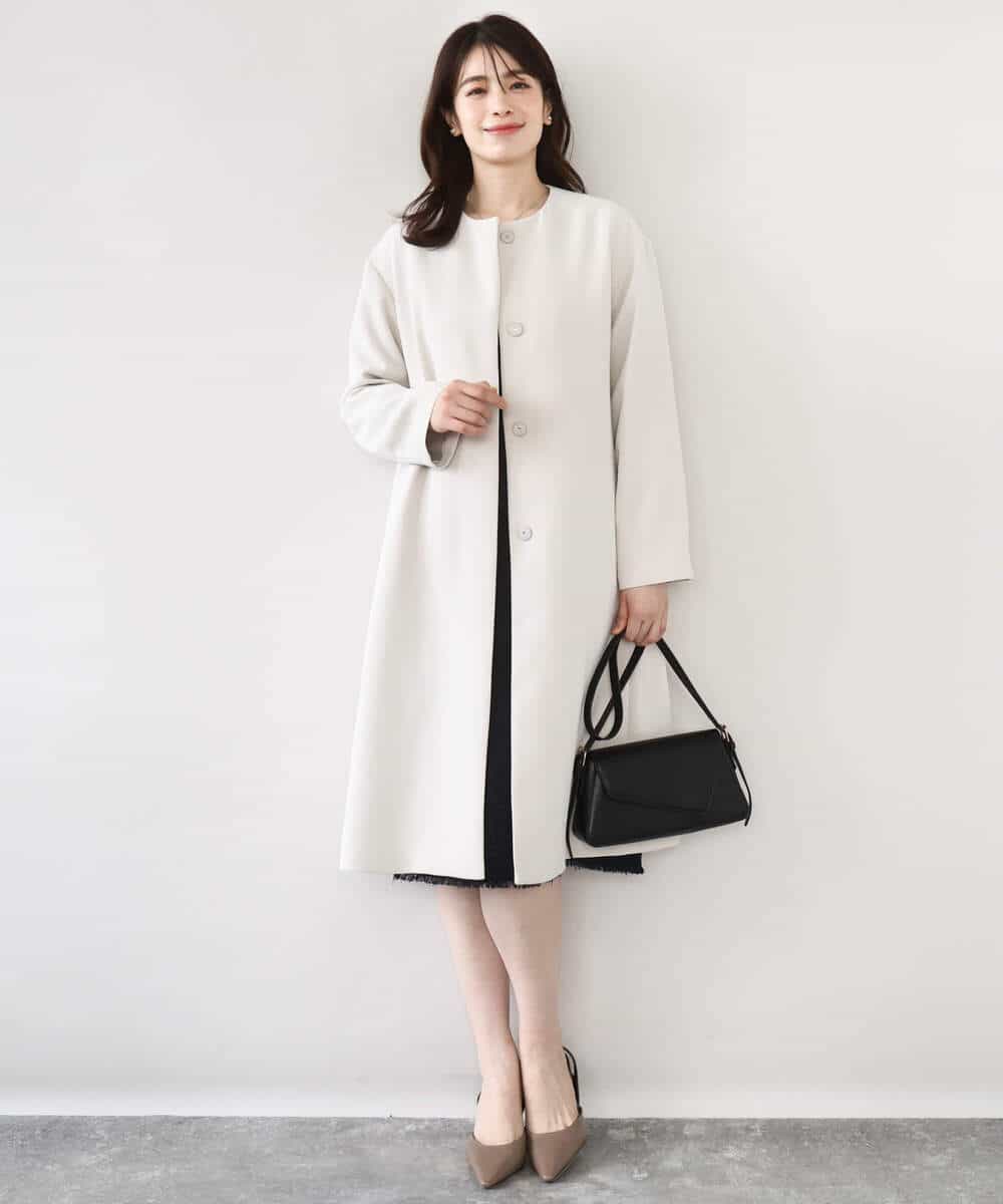 FIVFD02150 OFUON le MK(オフオン　ル　エムケー) ベーシックノーカラーコート/洗える/WEB限定 チャコール