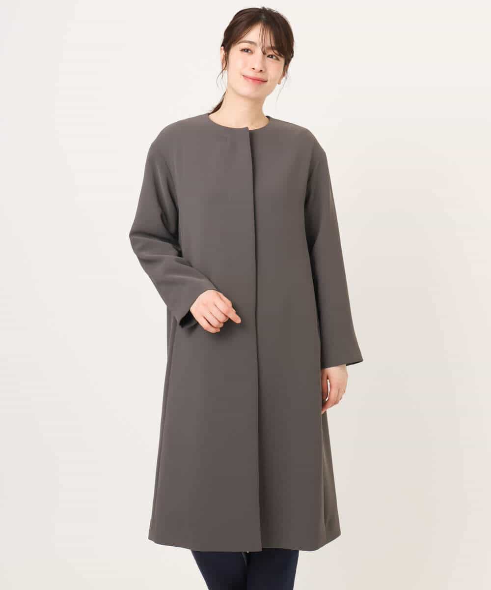 FIVFD02150 OFUON le MK(オフオン　ル　エムケー) ベーシックノーカラーコート/洗える/WEB限定 チャコール