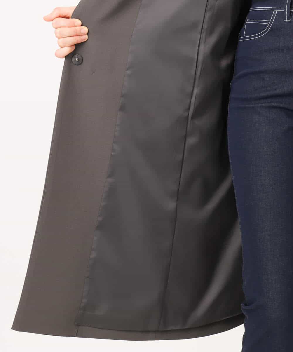 FIVFD02150 OFUON le MK(オフオン　ル　エムケー) ベーシックノーカラーコート/洗える/WEB限定 チャコール