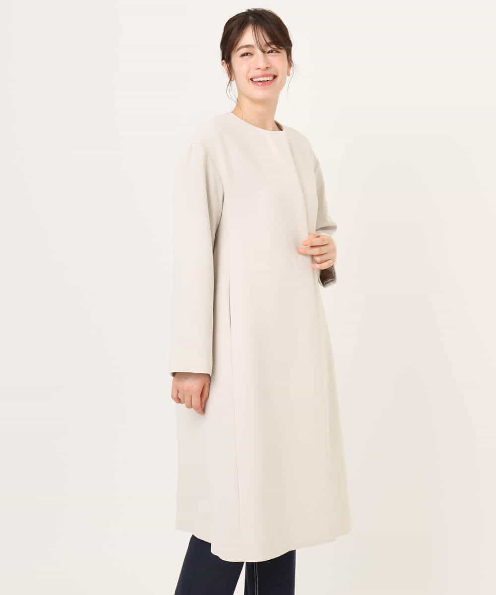 FIVFD02150 OFUON le MK(オフオン　ル　エムケー) ベーシックノーカラーコート/洗える/WEB限定 チャコール