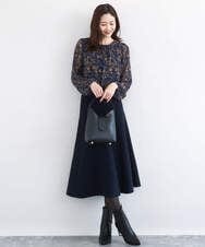 FKBAD06140 MK MICHEL KLEIN(MK ミッシェルクラン) レトロ花柄ブラウス/洗える ネイビー