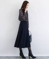 FKBAD06140 MK MICHEL KLEIN(MK ミッシェルクラン) レトロ花柄ブラウス/洗える ネイビー