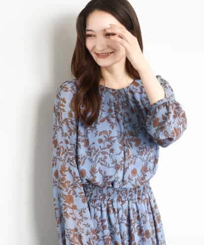 FKBAD06140 MK MICHEL KLEIN レトロ花柄ブラウス/洗える