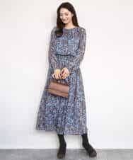 FKBAD06140 MK MICHEL KLEIN(MK ミッシェルクラン) レトロ花柄ブラウス/洗える ネイビー