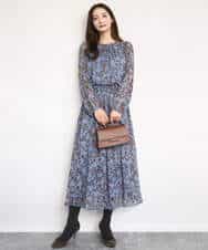 FKBAD06140 MK MICHEL KLEIN(MK ミッシェルクラン) レトロ花柄ブラウス/洗える ネイビー