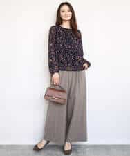 FKBAD06140 MK MICHEL KLEIN(MK ミッシェルクラン) レトロ花柄ブラウス/洗える ネイビー