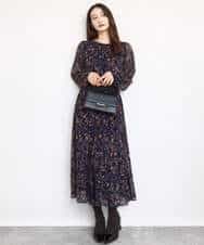 FKBAD06140 MK MICHEL KLEIN(MK ミッシェルクラン) レトロ花柄ブラウス/洗える ネイビー