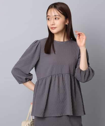 FKBAD30140 MK MICHEL KLEIN エンボス加工ペプラムブラウス/洗える