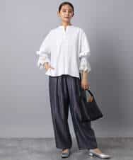 FKBAD31150 MK MICHEL KLEIN(MK ミッシェルクラン) コットンレースブラウス/洗える チャコール