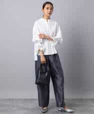 FKBAD31150 MK MICHEL KLEIN(MK ミッシェルクラン) コットンレースブラウス/洗える チャコール