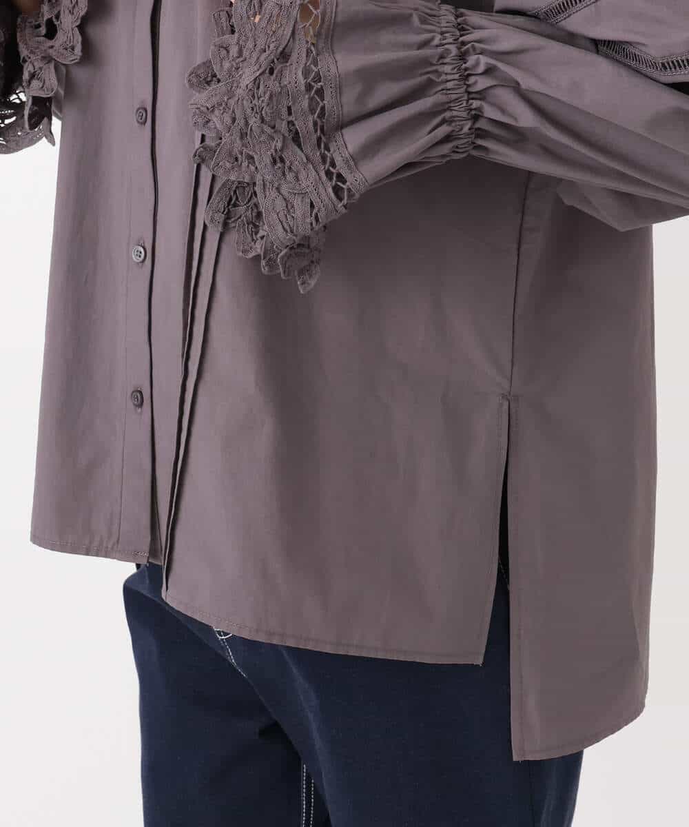 FKBAD31150 MK MICHEL KLEIN(MK ミッシェルクラン) コットンレースブラウス/洗える チャコール