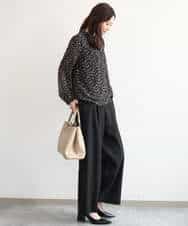FKBAG47140 MK MICHEL KLEIN(MK ミッシェルクラン) [洗える]ニュアンスレオパード柄ボウタイシフォンブラウス ベージュ