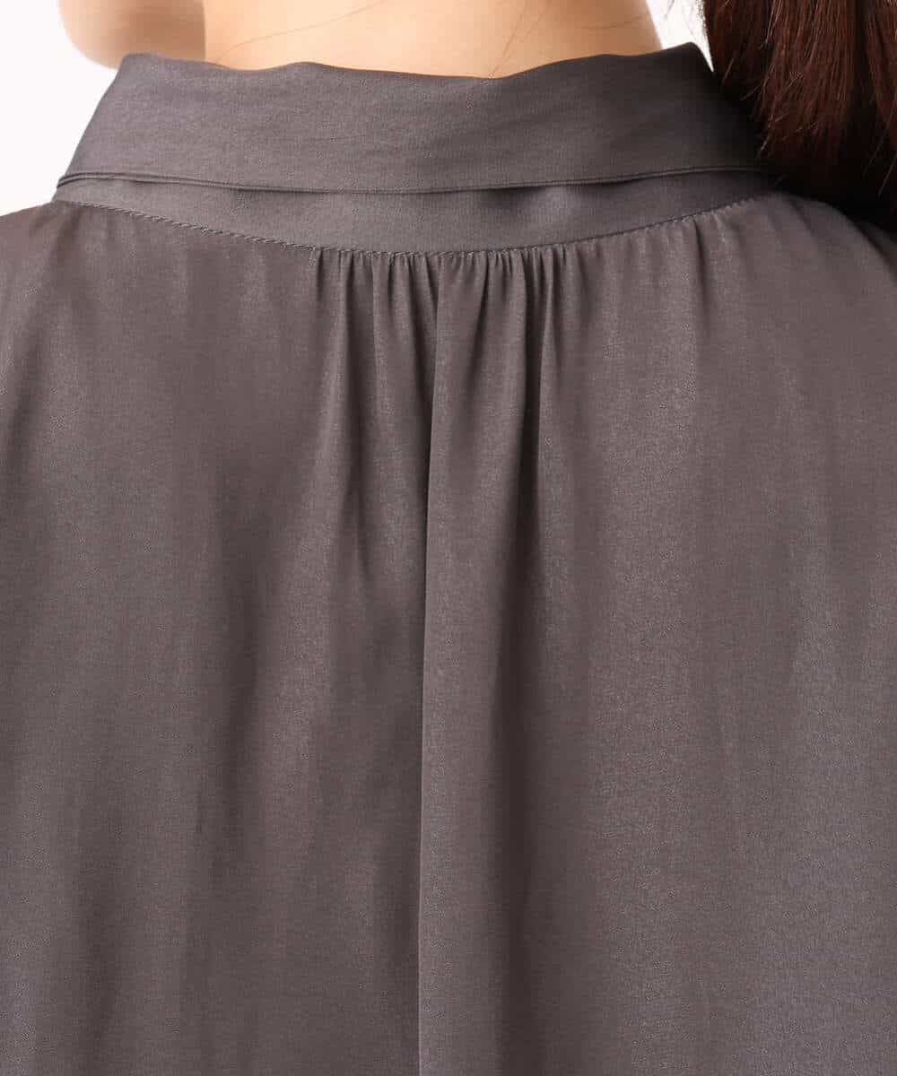 FKBAG61140 MK MICHEL KLEIN(MK ミッシェルクラン) [洗える]起毛サテンボウタイブラウス ダークグレー