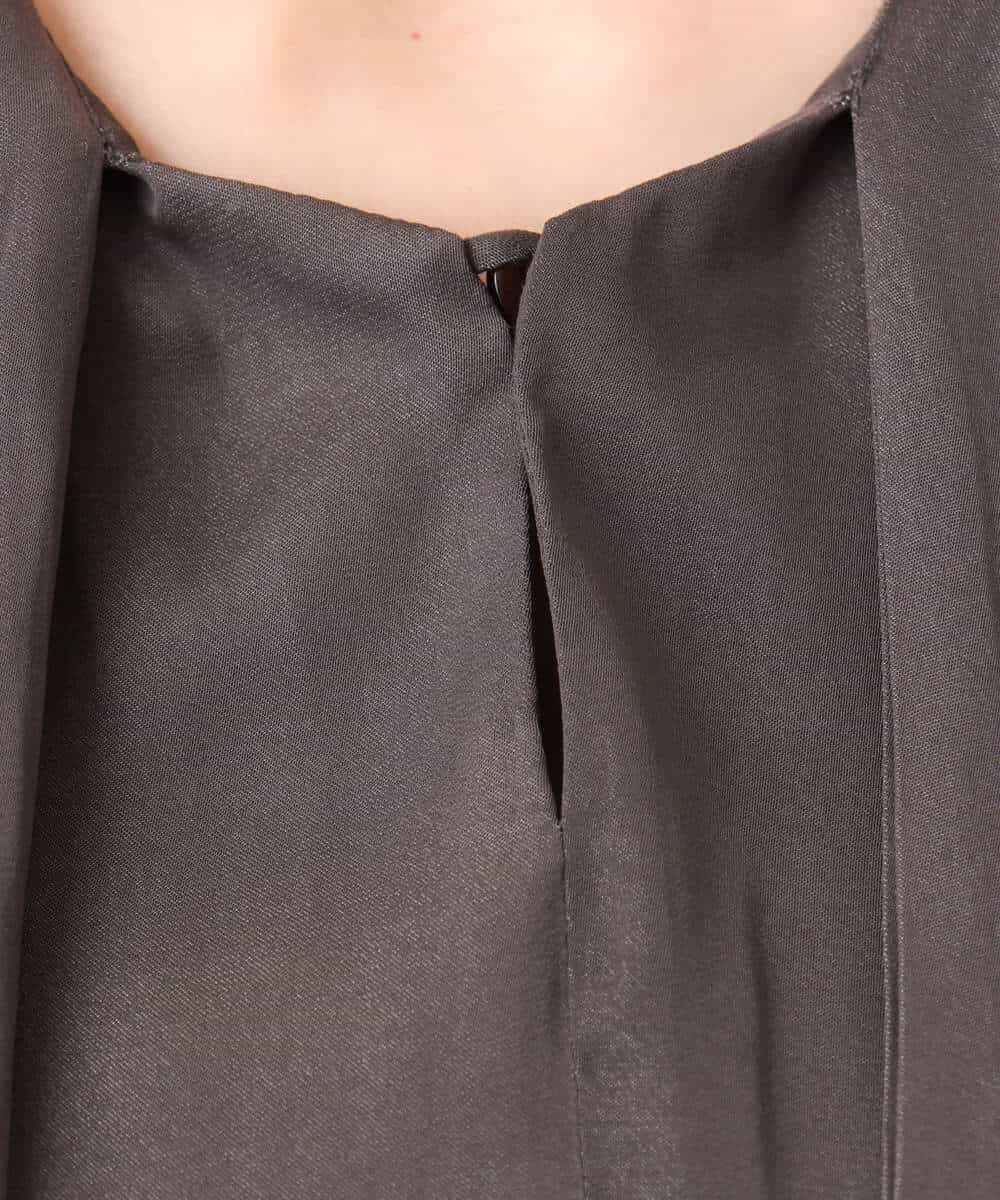 FKBAG61140 MK MICHEL KLEIN(MK ミッシェルクラン) [洗える]起毛サテンボウタイブラウス ダークグレー