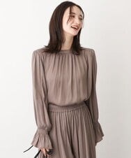 FKBAV62130 MK MICHEL KLEIN(MK ミッシェルクラン) 起毛シャーリングデザインブラウス/2way/洗える モカ