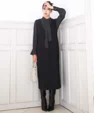 FKBBD57160 MK MICHEL KLEIN(MK ミッシェルクラン) パウダーサテン ボウタイブラウス/洗える ブラック（ドット柄）