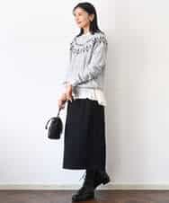 FKBBD57160 MK MICHEL KLEIN(MK ミッシェルクラン) パウダーサテン ボウタイブラウス/洗える ブラック（ドット柄）