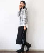 FKBBD57160 MK MICHEL KLEIN(MK ミッシェルクラン) パウダーサテン ボウタイブラウス/洗える ブラック（ドット柄）