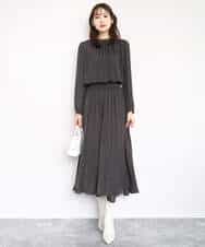 FKBBD59140 MK MICHEL KLEIN(MK ミッシェルクラン) 起毛サテンバンドカラーギャザーブラウス/洗える ブルー