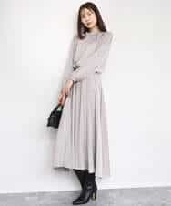 FKBBD59140 MK MICHEL KLEIN(MK ミッシェルクラン) 起毛サテンバンドカラーギャザーブラウス/洗える ブルー