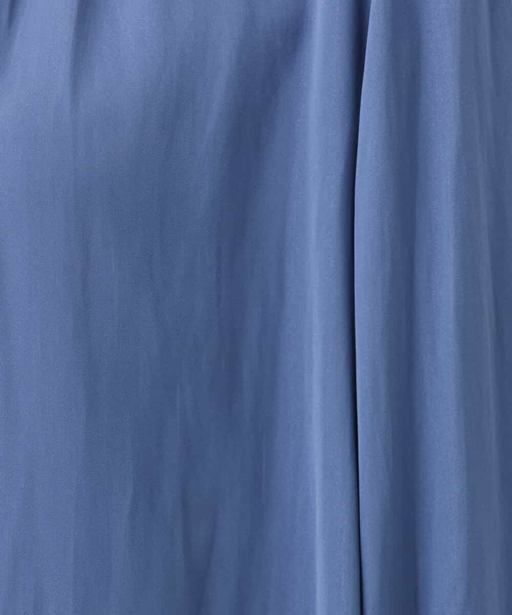 FKBBD59140 MK MICHEL KLEIN(MK ミッシェルクラン) 起毛サテンバンドカラーギャザーブラウス/洗える ブルー