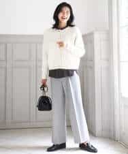 FKBBD59140 MK MICHEL KLEIN(MK ミッシェルクラン) 起毛サテンバンドカラーギャザーブラウス/洗える ブルー