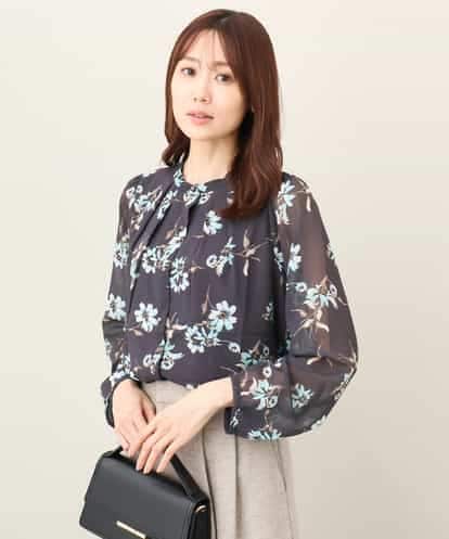 FKBDA06140 MK MICHEL KLEIN 花柄フロント釦シフォンブラウス/洗える