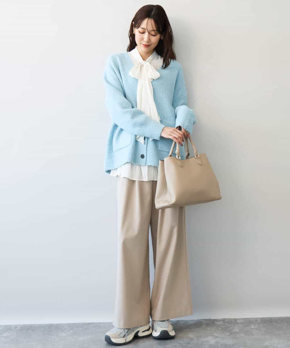 FKBDG73160 MK MICHEL KLEIN(MK ミッシェルクラン) [洗える]ボウ付きヴィンテージ調デシンブラウス ピンク