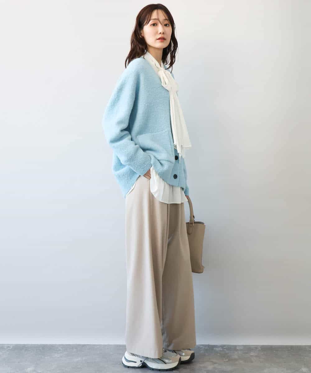 FKBDG73160 MK MICHEL KLEIN(MK ミッシェルクラン) [洗える]ボウ付きヴィンテージ調デシンブラウス ピンク